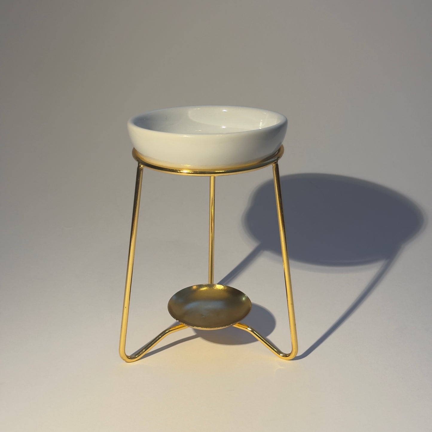 White Wax Burner on Gold Stand