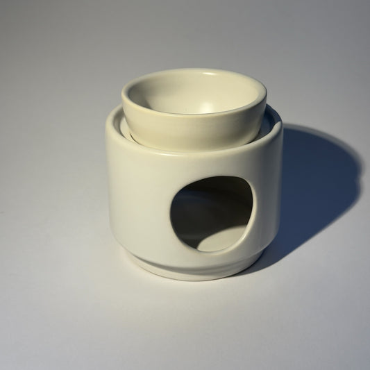 White Two-Piece Ceramic Wax Burner