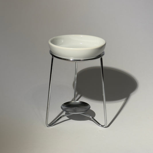 White Wax Burner on Silver Stand